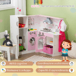 HOMCOM-Cucina-Giocattolo-per-Bambini-3-6-Anni-con-Luci-e-Utensili-da-Cucina-Realistici-in-MDF-e-PP-84x93.5x85-cm