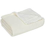 HOMCOM Coperta Double-Face in Flanella 220 GSM e Sherpa 260 GSM per Interno ed Esterno, 203x152x0.5 cm, Crema