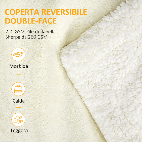 HOMCOM-Coperta-Double-Face-in-Flanella-220-GSM-e-Sherpa-260-GSM-per-Interno-ed-Esterno-203x152x0.5-cm-Crema