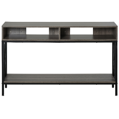 HOMCOM-Tavolo-Consolle-Stile-Vintage-Industriale-con-3-Ripiani-e-Telaio-in-Metallo-Grigio-e-Nero-120x23.5x75cm