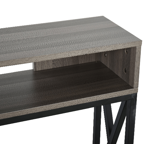 HOMCOM-Tavolo-Consolle-Stile-Vintage-Industriale-con-3-Ripiani-e-Telaio-in-Metallo-Grigio-e-Nero-120x23.5x75cm