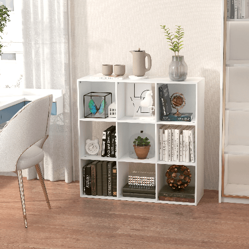 HOMCOM-Libreria-9-Scomparti-Cubo-Bianca-91.5x29.5x91.5cm