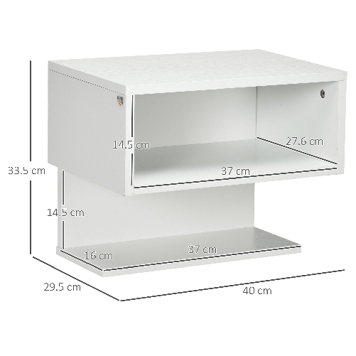 HOMCOM-Scaffale-a-Parete-Bianco-Set-2-Pezzi-in-MDF-con-Ripiano-Aperto-e-Piano-d-Appoggio-40x29.5x33.5-cm