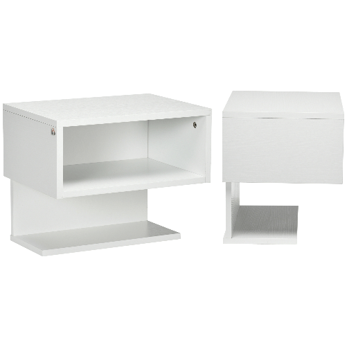 HOMCOM-Scaffale-a-Parete-Bianco-Set-2-Pezzi-in-MDF-con-Ripiano-Aperto-e-Piano-d-Appoggio-40x29.5x33.5-cm