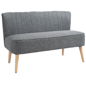 HOMCOM Divano 2 Posti Moderno in Tessuto Senza Braccioli, Struttura e Gambe in Legno, 117x56.5x77cm Grigio Chiaro