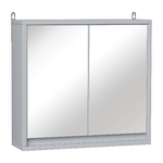 HOMCOM Armadietto Doppia Porta a Vetro con Ripiano Regolabile da Bagno da Parete Legno 48x14.5x45cm Grigio