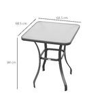 Outsunny-Tavolino-Moderno-Piano-in-Vetro-Temperato-Tavolo-da-Giardino-Esterno-Metallo-68.5x68.5x84cm-Grigio