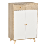 HOMCOM-Mobile-Scarpiera-Salvaspazio-per-12-Scarpe-Armadietto-con-4-Mensole-e-2-Cassetti-68x35x102.5cm-Color-Legno-e-Bianco