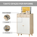 HOMCOM-Mobile-Scarpiera-Salvaspazio-per-12-Scarpe-Armadietto-con-4-Mensole-e-2-Cassetti-68x35x102.5cm-Color-Legno-e-Bianco