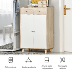 HOMCOM-Mobile-Scarpiera-Salvaspazio-per-12-Scarpe-Armadietto-con-4-Mensole-e-2-Cassetti-68x35x102.5cm-Color-Legno-e-Bianco