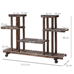 Outsunny-Scaffale-Portafiori-a-4-Livelli-Fioriera-da-Esterno-e-Interno-in-Legno-con-4-Ruote-123.5-x-33-x-80cm