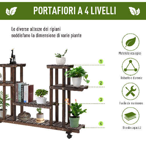 Outsunny-Scaffale-Portafiori-a-4-Livelli-Fioriera-da-Esterno-e-Interno-in-Legno-con-4-Ruote-123.5-x-33-x-80cm