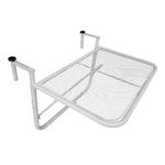 Outsunny Tavolo da Ringhiera Altezza Regolabile 3 Livelli in Metallo, 60x56.5x45cm Bianco