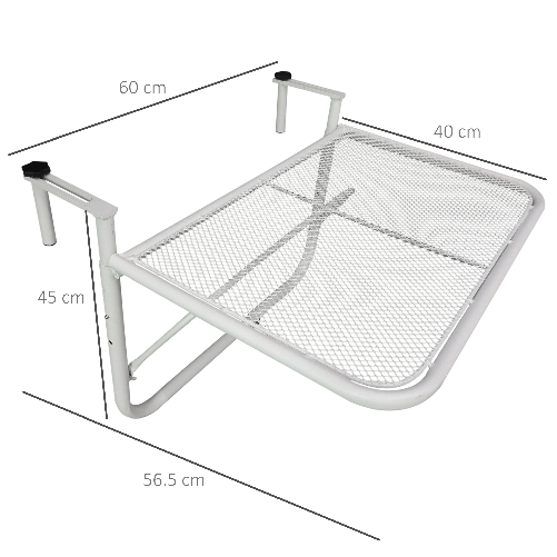 Outsunny-Tavolo-da-Ringhiera-Altezza-Regolabile-3-Livelli-in-Metallo-60x56.5x45cm-Bianco