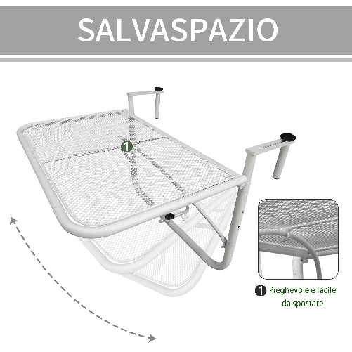 Outsunny-Tavolo-da-Ringhiera-Altezza-Regolabile-3-Livelli-in-Metallo-60x56.5x45cm-Bianco