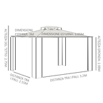 Outsunny-Gazebo-da-Giardino-3.7x3m-con-Tetto-in-Policarbonato-a-2-Livelli-Acciaio-e-Alluminio-Marrone