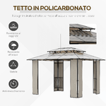 Outsunny-Gazebo-da-Giardino-3.7x3m-con-Tetto-in-Policarbonato-a-2-Livelli-Acciaio-e-Alluminio-Marrone