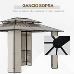 Outsunny-Gazebo-da-Giardino-3.7x3m-con-Tetto-in-Policarbonato-a-2-Livelli-Acciaio-e-Alluminio-Marrone