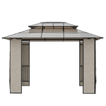 Outsunny-Gazebo-da-Giardino-3.7x3m-con-Tetto-in-Policarbonato-a-2-Livelli-Acciaio-e-Alluminio-Marrone