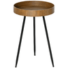 HOMCOM-Tavolino-da-Caffe-Stile-Industriale-con-Bordi-Rialzati-Legno-e-Acciaio-Ø40.6x61.5cm-Marrone-e-Nero