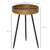HOMCOM-Tavolino-da-Caffe-Stile-Industriale-con-Bordi-Rialzati-Legno-e-Acciaio-Ø40.6x61.5cm-Marrone-e-Nero