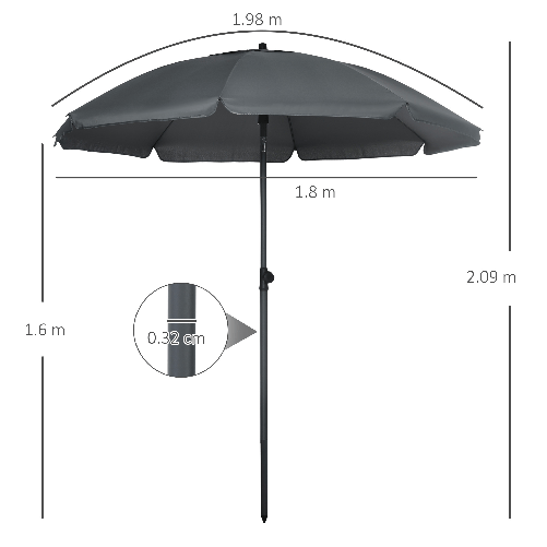 Outsunny-Ombrellone-da-Spiaggia-1.8x2--m-in-Poliestere-e-Acciaio-a-8-Stecche-con-Reclinazione-a-45°-Grigio