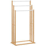 HOMCOM Portasciugamani a 3 Sbarre in Bambù , Design Leggero e Portatile, 48x25.8x94 cm, color Legno