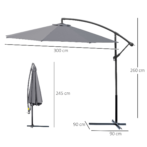 Outsunny-Ombrellone-da-Giardino-3x2.6-m-a-Braccio-e-Inclinabile-con-Manovella-in-Acciaio-e-Poliestere-Grigio