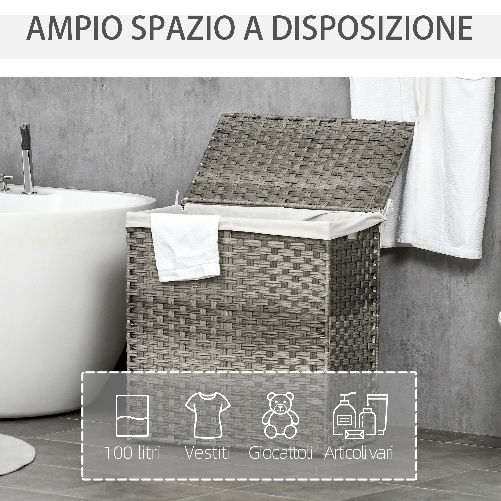 HOMCOM-Cesto-Portabiancheria-a-2-Sezioni-e-Capacita-100L-con-Sacca-Interna-Removibile-56.5x33x61-cm-Grigio