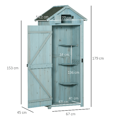 Outsunny-Casetta-da-Giardino-Porta-Attrezzi-in-Legno-con-3-Ripiani-77x54.2x179cm-Blu