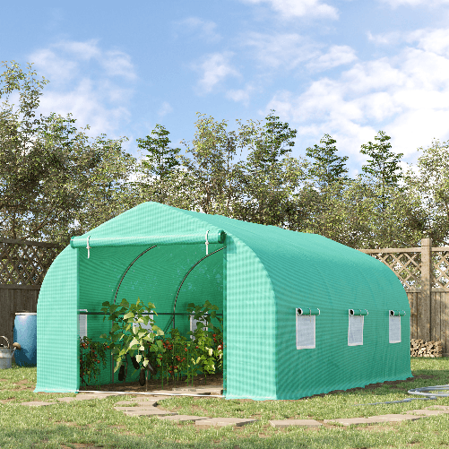 Outsunny-Serra-per-Orto-a-Tunnel-4.5x3x2m-con-Tetto-Spiovente-in-PE-e-Tubi-d-Acciaio-Verde-Scuro