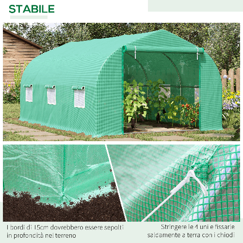 Outsunny-Serra-per-Orto-a-Tunnel-4.5x3x2m-con-Tetto-Spiovente-in-PE-e-Tubi-d-Acciaio-Verde-Scuro