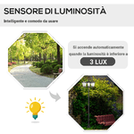 Outsunny-Lampada-da-Giardino-Solare-3-LED-Lampada-da-Terra-Esterno-Classico-IP44-51.5×47×182.5cm