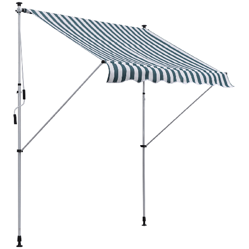 Outsunny-Tenda-da-Sole-da-Esterno-2x1.5m-a-Rullo-con-Manovella-Altezza-e-Angolazione-Regolabile-Bianco-e-Verde