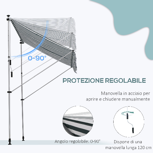 Outsunny-Tenda-da-Sole-da-Esterno-2x1.5m-a-Rullo-con-Manovella-Altezza-e-Angolazione-Regolabile-Bianco-e-Verde