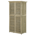 Outsunny Casetta in Legno da Giardino con Tetto Impermeabile, Armadio da Esterno Porta Attrezzi da Giardino con 4 Scompartimenti, 87x46.5x160cm