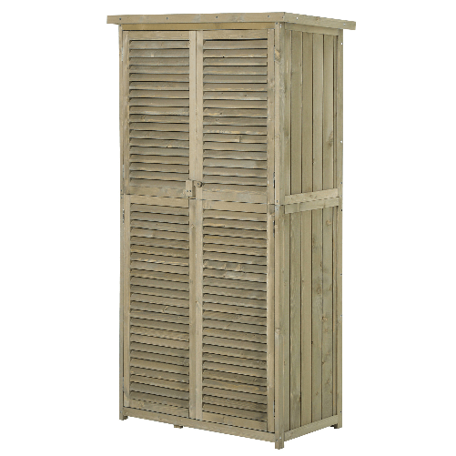 Outsunny-Casetta-in-Legno-da-Giardino-con-Tetto-Impermeabile-Armadio-da-Esterno-Porta-Attrezzi-da-Giardino-con-4-Scompartimenti-87x46.5x160cm