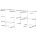 HOMCOM Organizer in Acciaio Montato a Muro con 9 Ripiani Regolabili e 5 Aste per Appendere,  249.4x38.8x162 cm, Bianco