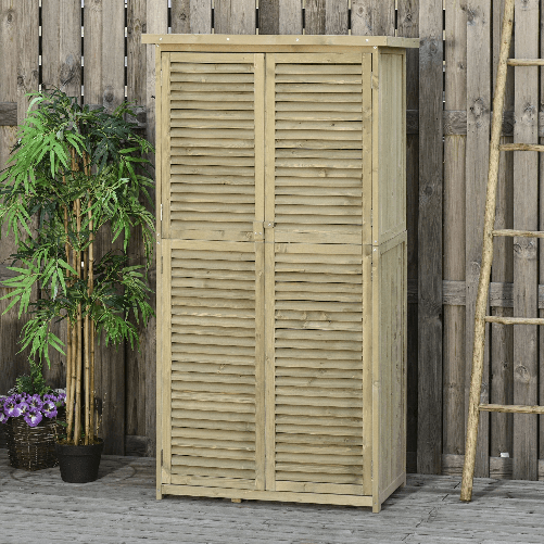 Outsunny-Casetta-in-Legno-da-Giardino-con-Tetto-Impermeabile-Armadio-da-Esterno-Porta-Attrezzi-da-Giardino-con-4-Scompartimenti-87x46.5x160cm