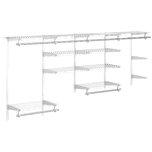 HOMCOM-Organizer-in-Acciaio-Montato-a-Muro-con-9-Ripiani-Regolabili-e-5-Aste-per-Appendere--249.4x38.8x162-cm-Bianco