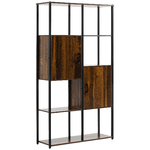 HOMCOM Libreria Stile Industriale con 4 Ripiani e 2 Armadietti, 90x30x159.5cm, Nero e Marrone