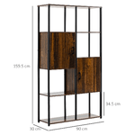 HOMCOM-Libreria-Stile-Industriale-con-4-Ripiani-e-2-Armadietti-90x30x159.5cm-Nero-e-Marrone