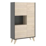 Dmora Credenza Damraba, Buffet alto da soggiorno, Madia moderna da salotto a 3 ante, 81x43h135 cm