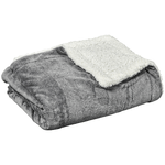 HOMCOM Coperta Double-Face in Flanella 220 GSM e Sherpa 260 GSM per Interno ed Esterno, 203x152x0.5 cm, Grigio