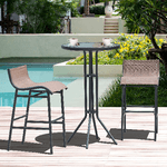 Outsunny-Set-da-Bar-Ristorante-3-Pezzi--2-Sgabelli--40.5x50x82cm--1-Tavolo-Vetro-Temperato--Φ60x102cm--Nero-e-Marrone