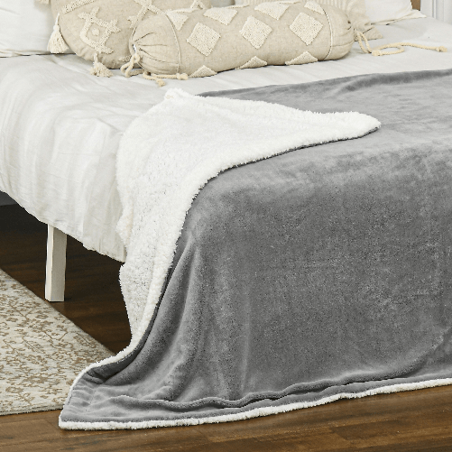 HOMCOM-Coperta-Double-Face-in-Flanella-220-GSM-e-Sherpa-260-GSM-per-Interno-ed-Esterno-203x152x0.5-cm-Grigio