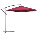 Outsunny Ombrellone da Giardino 3x2.5 m a Braccio Inclinabile con Manovella, Rosso Scuro