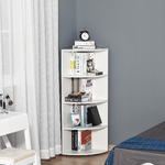 HOMCOM-Libreria-ad-Angolo-4-Ripiani-a-Muro-e-Parete-39.5x39.5x120cm-Bianco-Legno