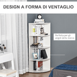 HOMCOM-Libreria-ad-Angolo-4-Ripiani-a-Muro-e-Parete-39.5x39.5x120cm-Bianco-Legno