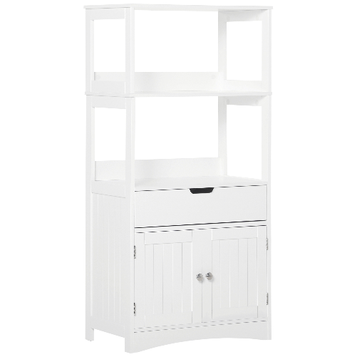 kleankin-Mobile-Bagno-con-Mensole-Armadietto-e-Cassetto-in-Legno-Bianco--60x33x122.5cm